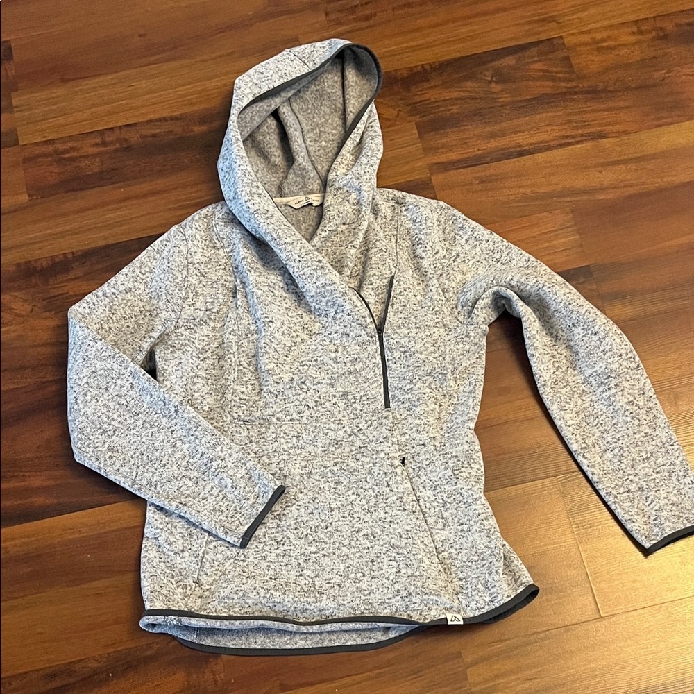 Alpine Design Women's Gray Quarter Zip Hooded Cozy Sweatshirt Large